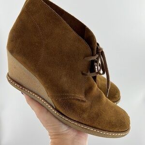 J. CREW MACALISTER CHUKKA ANKLE BOOTS BROWN LACE UP WEDGE GUM SOLES 9
